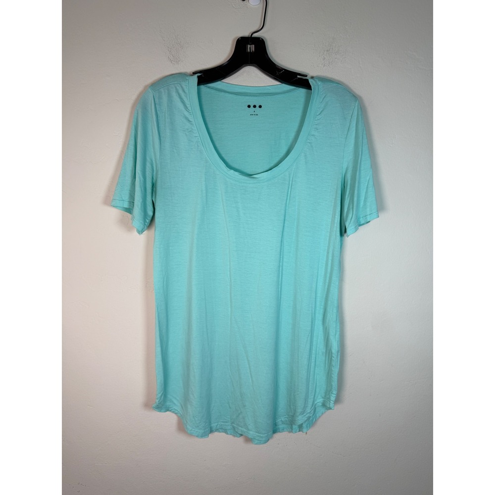 Three Dots Turquoise Aqua Scoop Neck Short Sleeve T-Shirt LD1378 Small